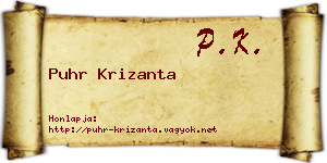 Puhr Krizanta névjegykártya